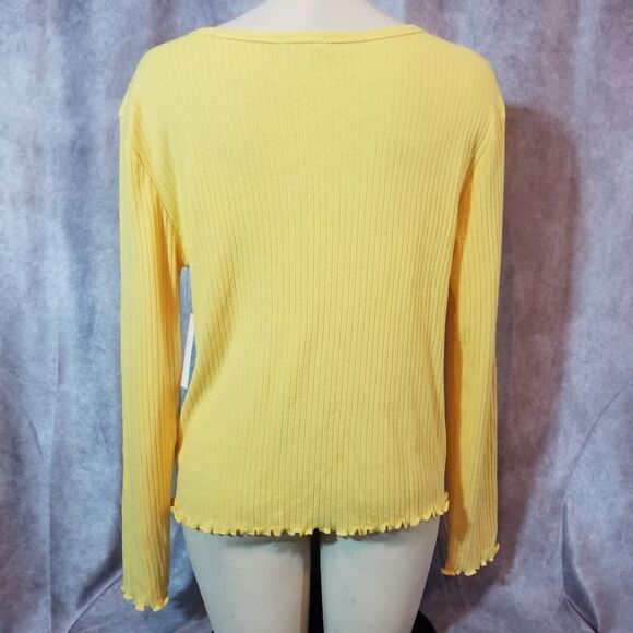 Abound Yellow Button Down Long Sleeve Tee Size XL - Picture 3 of 5